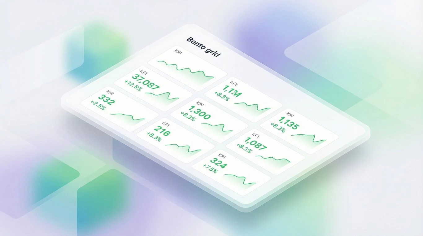 Tableau de bord Indicateurs Pro style Bento UI