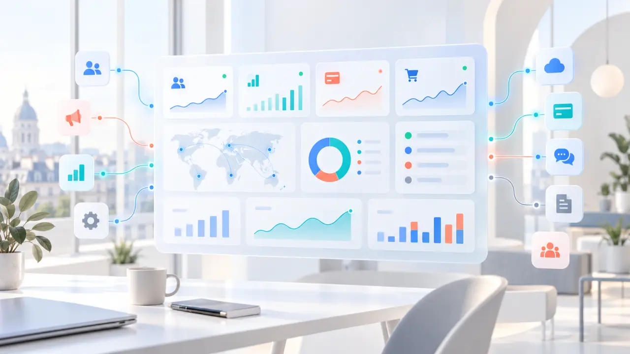 Tableau de bord d'entreprise affichant des indicateurs de performance en temps réel