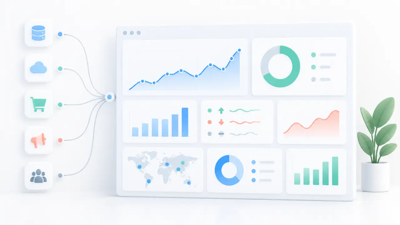 Tableau de bord moderne présentant plusieurs indicateurs de performance
